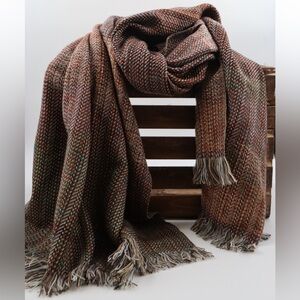 Handcrafted Alpaca Wool Striped Orange/Brown, Scarves/Shawl